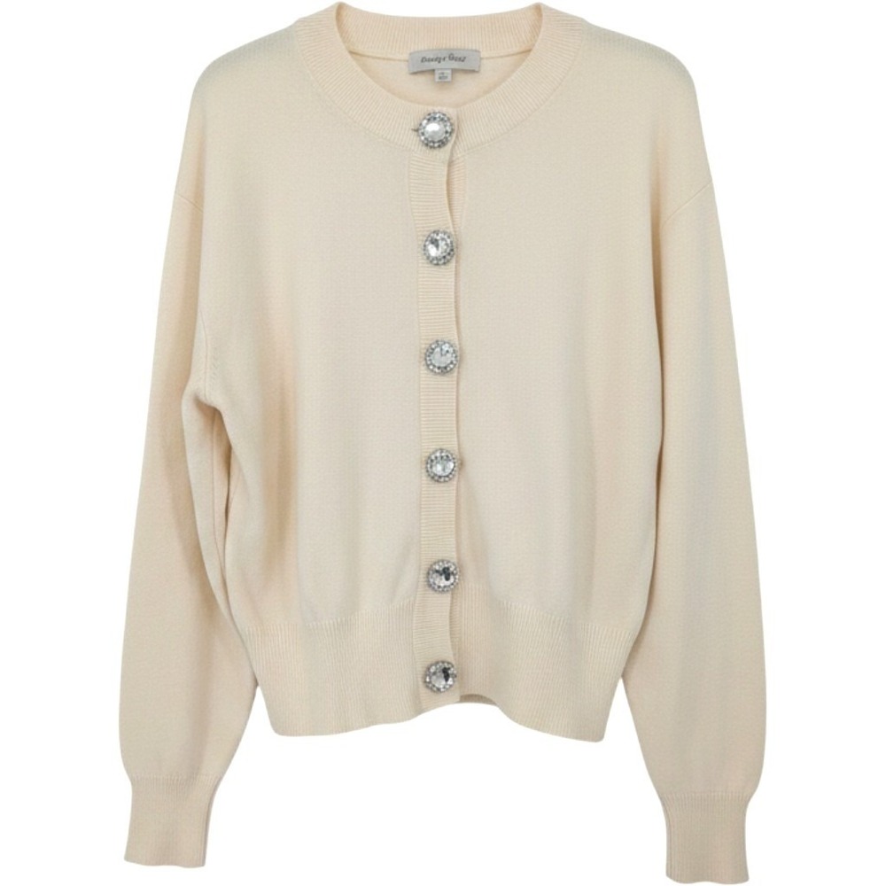 Jason Wu Cardigan Womens Small Cream Viscose Blend Sculptural Silver Buttons NWT